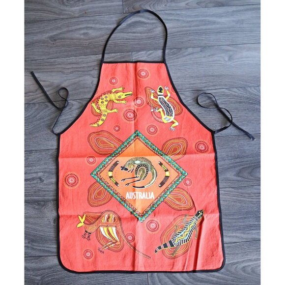 Vintage Apron Souvenir Australia Kangaroo Orange - Picture 2 of 2
